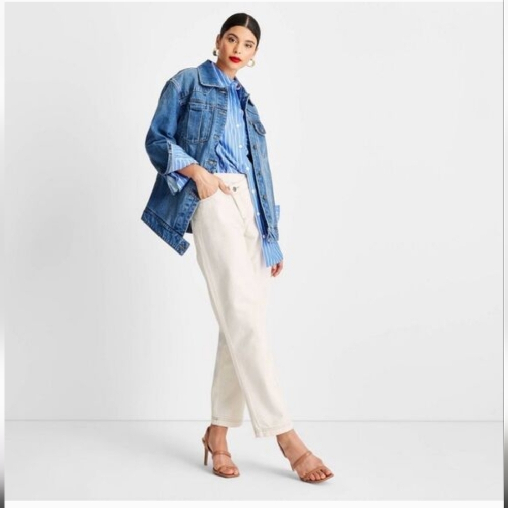 Future Collective (Kahlana Barfield Brown) straight-leg jeans in cream denim